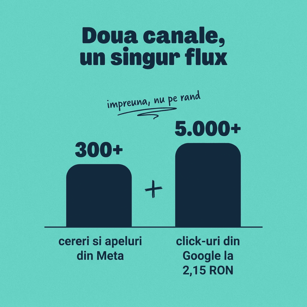 Grafic: peste 300 de cereri din Meta și peste 5.000 de click-uri din Google