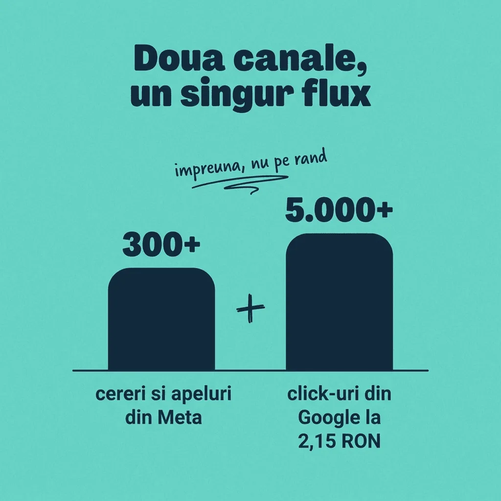 Grafic: peste 300 de cereri din Meta și peste 5.000 de click-uri din Google