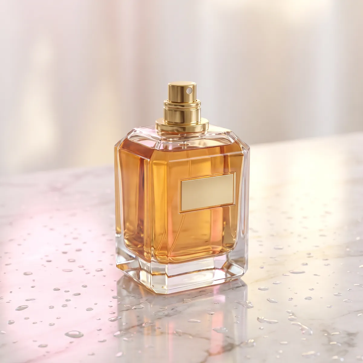 Luxury perfume bottle on marble — AI-generated product photography