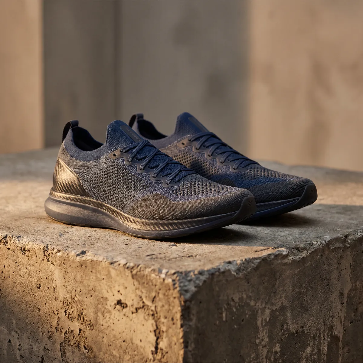Premium running shoes with dynamic lighting — AI product photography