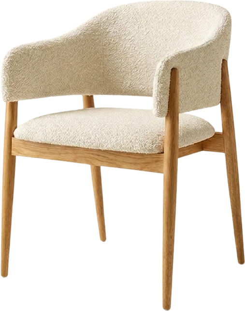 AI-generated product photography — Eclipse by Grao chair with cream boucle upholstery and oak frame