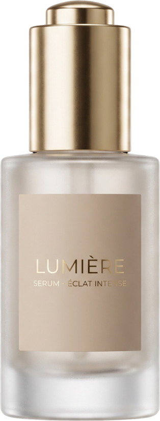AI-generated product photography — premium matte-glass cosmetic serum bottle